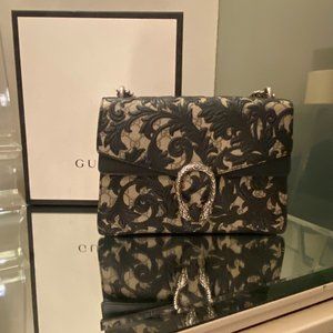 GUCCI Gucci Black/Beige GG Supreme Canvas and Leather Medium Dionysus Arabesque